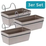 GarPet 3 x Hängekasten Blumenkasten Pflanzkasten Set mit Halterung Metall Haken Aufhängung innen außen Kunststoff