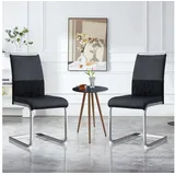 Odikalo Esszimmerstuhl 2er Bürostuhl PU-Kunstleder Leinen gepolstert Side Chair schwarz/grau schwarz