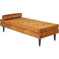 Beliani Chaiselongue Samtstoff senfgelb mit Kissen USSEL