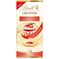 Lindt Schokolade Creation Erdbeer-Mascarpone | 150 g Tafel | Weiße Schokolade mit fruchtiger Erdbeersauce auf Mascarponecreme | Schokoladentafel | Schokoladengeschenk