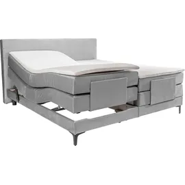 Alina Boxspringbett ALINA "Powell", grau (silbergrau dmo 29), B:172cm L:212cm, Samt DMO (100% Polyester), Komplettbetten, Boxspringbett, inkl. Motor, Matratze und Topper, in unterschiedlichen Ausführungen