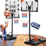 Sportana® Basketballkorb Outdoor höhenverstellbar 135 –305 cm stabil wetterfest mit Ständer 60 kg Sockel Rollen stoßdämpfender Ring Ø45 cm Hoop Kinder Erwachsene
