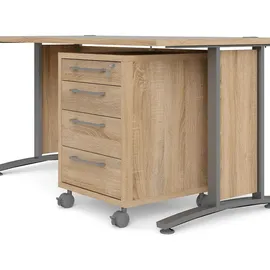 VCM Prisme Schreibtisch mit Rollcontainer Eiche Dekor