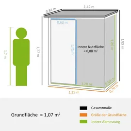 Outsunny Metallgerätehaus 1,42 x 0,84 x 1,89 m grün