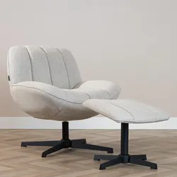 Bronx71 Sessel mit Hocker Santa Leinen drehbar taupe