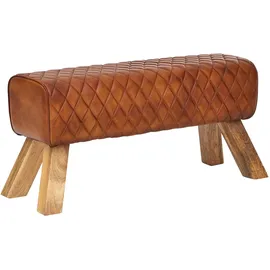FineBuy Polsterbank Echtleder Braun 89 cm