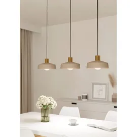 EGLO Valdiola 3-flg. E27 60 cm rund sandfarben und messing gebürstet