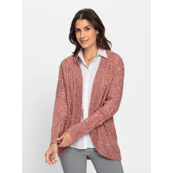 Cardigan INSPIRATIONEN, Damen, Gr. 52, rot (rosenholz, meliert), 100% Polyacryl, meliert, Langarm, Strickjacken
