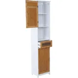 MCW Hochschrank MCW-A85, Badschrank Badregal Bambus, MVG-zertifiziert 180x40x31cm weiß