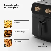 Klarstein AeroCrisp 9 Heißluftfritteuse, 1900 W, 9 Liter, Drehknöpfe Schwarz
