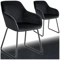 Tectake Esszimmerstuhl Küchenstuhl Jeane, Samtoptik, Kufengestell (Set, 2 St),