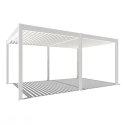 Weide E-Deluxe | elektrische Pergola mit LED | Voll Aluminium | 3,6 x 5,3 M | motorisiertes Lamellendach weiß
