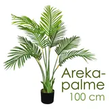 Decovego Kunstpflanze Palme künstlich wie echt Plastikpflanze Arekapalme 100 cm hoch Balkon Dekoration Deko
