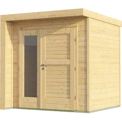 Gartenhaus WEKA "Designhaus 262 B", beige (naturbelassen), Fußboden im Gartenhaus, ohne Dacheindeckung, Holz, Gartenhäuser