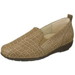 Slipper NATURAL FEET "Clea", Damen, Gr. 40, grau (taupe), Leder, elegant, Schuhe Slipper, aus weichem Hirschleder
