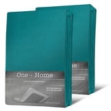 one-home 2er Pack Frottee Spannbettlaken Spannbetttuch 90x200 140x200 180x200 Baumwolle, Größe:180x200 cm - 200x200 cm, Farbe:Petrol