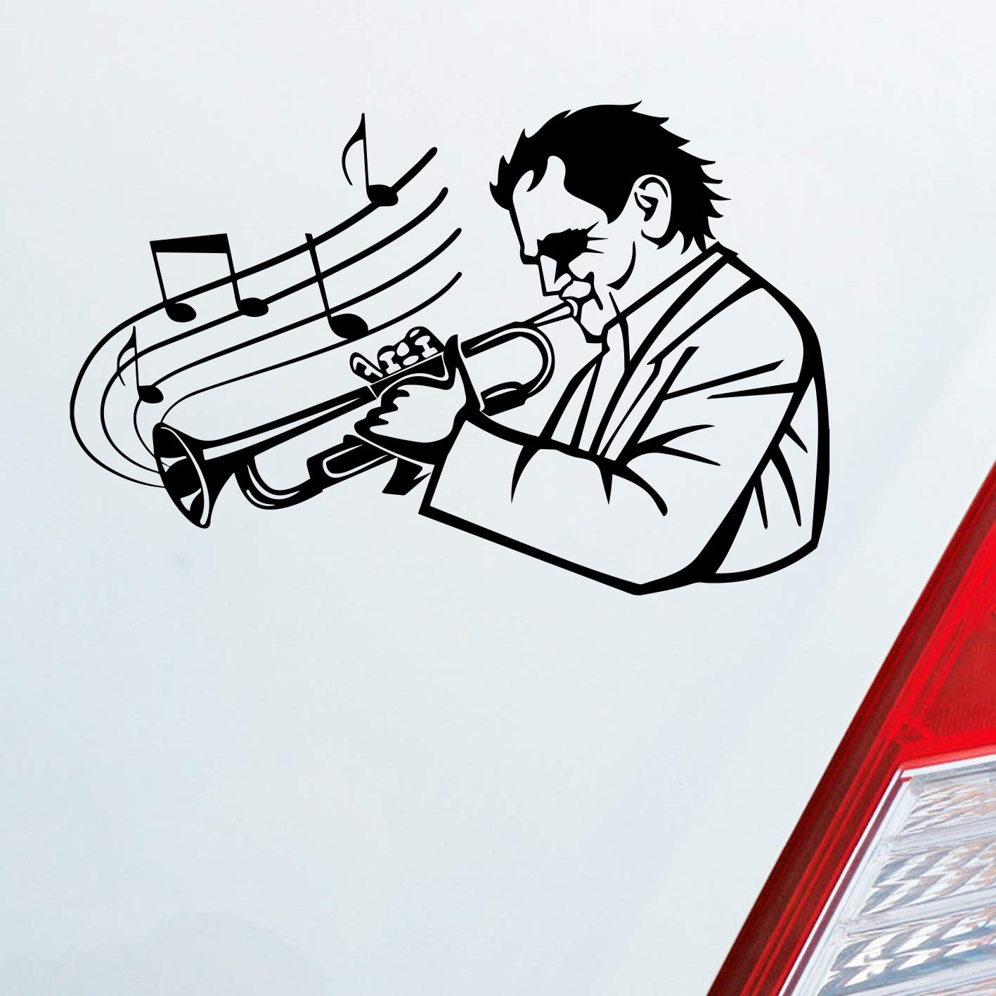Hellweg Druckerei Auto Aufkleber Trompeter Trompete Musiker Jazz Sticker Heckscheibenaufkleber