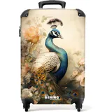 NoBoringSuitcases.com Handgepäck Koffer, Reisekoffer, Reisetasche mit Rollen, Trolley Handgepäck, Koffer Handgepäck, Trolley 55x40x20, Suitcase, Handgepäck 55x40x20 cm (Pfau - Golden)