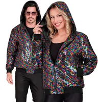 w widmann milano party fashion - Pailletten Bomberjacke mit Kapuze, Jacke für Erwachsene, Glitzer Kostüm für Karneval