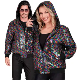 w widmann milano party fashion - Pailletten Bomberjacke mit Kapuze, Jacke für Erwachsene, Glitzer Kostüm für Karneval