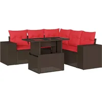 vidaXL Gartensofa-Set mit Kissen, braun, Polyrattan