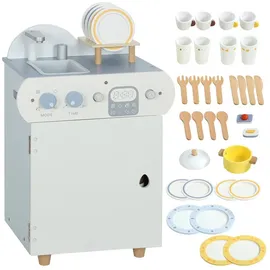 aiyaplay Kinderküche aus Holz Spielküche mit Wasserhahn Spüle und Zubehör Spielzeugküche Puppenküche Spielset Holzküche Spielzeug für Kinder Geschenk für Mädchen Jungen ab 3 Jahren Hellblau Aosom