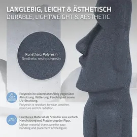 ECD Germany Moai Figur Rapa Nui Kopf 53,5 cm Hoch aus Steinguss Kunstharz Grau