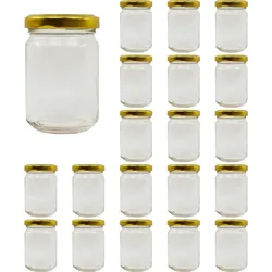 20 Leeren Glas-Marmeladengläsern 150ml - Glasgläser, Kleine Töpfe, Einmachgläser für Konserven, Glas-Honigtopf, Joghurtglas - Hochzeit