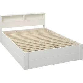 otto home Stauraumbett »MAREILLES, hydraulischer Bettkasten mit praktischer Aufteilung«, Massivholz, viel Stauraum im Kopfteil und unter dem Bett,140x200cm, weiß weiß weiß, , 99019666-0