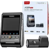 VIOFO A329 2CH 4K 60FPS + 2K WiFi, GPS (WLAN, GPS-Empfänger, Beschleunigungssensor, Eingebautes Mikrofon, 4K), Dashcam, Schwarz