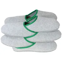 Pantoffelmann Überpantoffel Schlosspantoffel Filz Überzieher Überschuhe - 5 Paar Set Pantoffel (1 Paar) Filzpantoffeln, Gästepantoffel besonders leicht grün Filzsohle