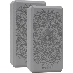Yogablock Basic Art Set Lotus Mandala (2 Stück) Yoga Grau Stabil YOGISTAR grau No Size