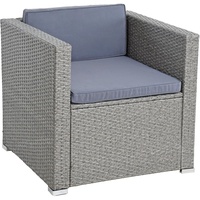 ESTEXO Polyrattan Gartensessel Loungesessel Rattan Lounge Sessel Gartenstuhl Stuhl (Grau-Mix)