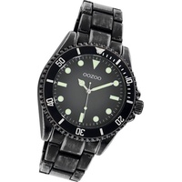 OOZOO Quarzuhr Oozoo Herren Armbanduhr Timepieces, Herrenuhr Edelstahlarmband schwarz, rundes Gehäuse, groß (ca. 42mm) schwarz