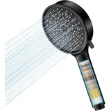 Cobbe Duschkopf mit Filter, Duschkopf mit Filtration in 20 Schichten, 6 Strahlarten Hochdruck-Handbrause, Duschkopf mit Kalkfilter (Schwarz)