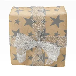 Clairefontaine Geschenkpapierrolle Kraft 70g 50x0,70m, Weihnachten, silberne Sterne - Silber 223801C