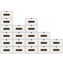BigDean Schuhbox 20 Boxen stapelbar mit Sichtfenster 14-tlg. weiß