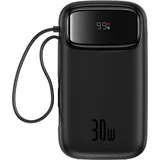Baseus QPow 2 20000mAh 30W Powerbank mit 2 integrierten USB-C-Kabeln Schwarz | Schwarz