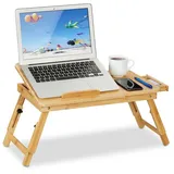 relaxdays Laptoptisch Klappbarer Laptoptisch aus Bambus braun