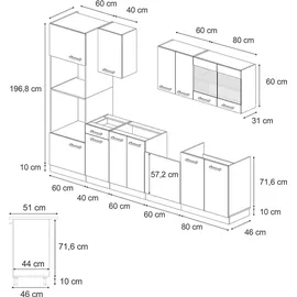 Vicco Küchenzeile R-Line 300 cm Grau