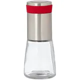 Relaxdays Chilimühle, Edelstahl Gewürzmühle m. Kräuter Mahlwerk, 16 cm Mühle, silber-rot