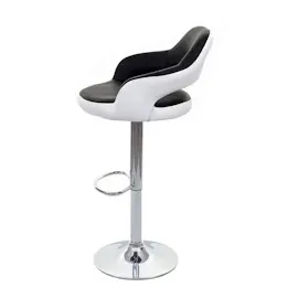 Mendler 2er-Set Barhocker HWC-F16, Barstuhl Tresenhocker Drehhocker, mit Lehne Kunstleder ~ schwarz-weiß