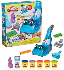Play-Doh Knete Set Zoom Zoom Saugen und Aufräumen farbsortiert, 5 Farben je 56,0 g & Zubehör