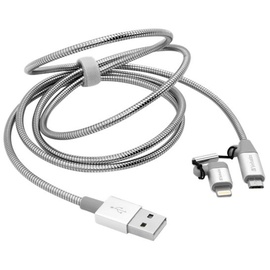 Verbatim 48869 USB Kabel, 1 m USB A Micro-USB B/Lightning Aluminium, Grau