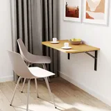 AKKE Klapptisch Wandklapptisch Esstisch - Klappbar Faltbar Platzsparend - Abgerundete Ecken - 60x50 cm - Eiche Hell