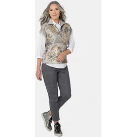 GOLDNER Kurzgröße: Baumwollsweater mit Metallic-Muster", in graumelange gemustert), | Gr.: 23,