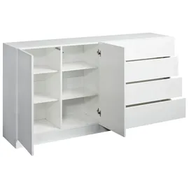 borchardt Möbel Vaasa 152 x 79 x 35 cm Weiß matt / Weiß hochglanz