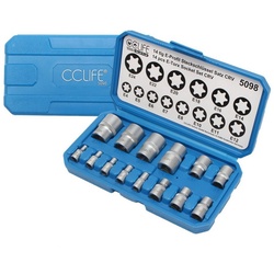 CCLIFE Steckschlüssel Außen Torx Nüsse Set E Steckschlüssel Stecknuss E4-E24 1/2 3/8 1/4