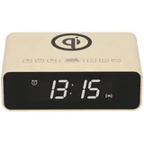 frugalino Wecker dimmbarem LED-Display, Induktives Laden, Digital Dual Alarm Clock, Schlummerfunktion, Ladestation mit Display in 5 Stufen, Wireless Charger, Wecker ohne Ticken, beige