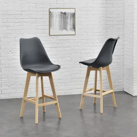 [en.casa] Barstuhl Lublin Kunstleder grau 4er Set
